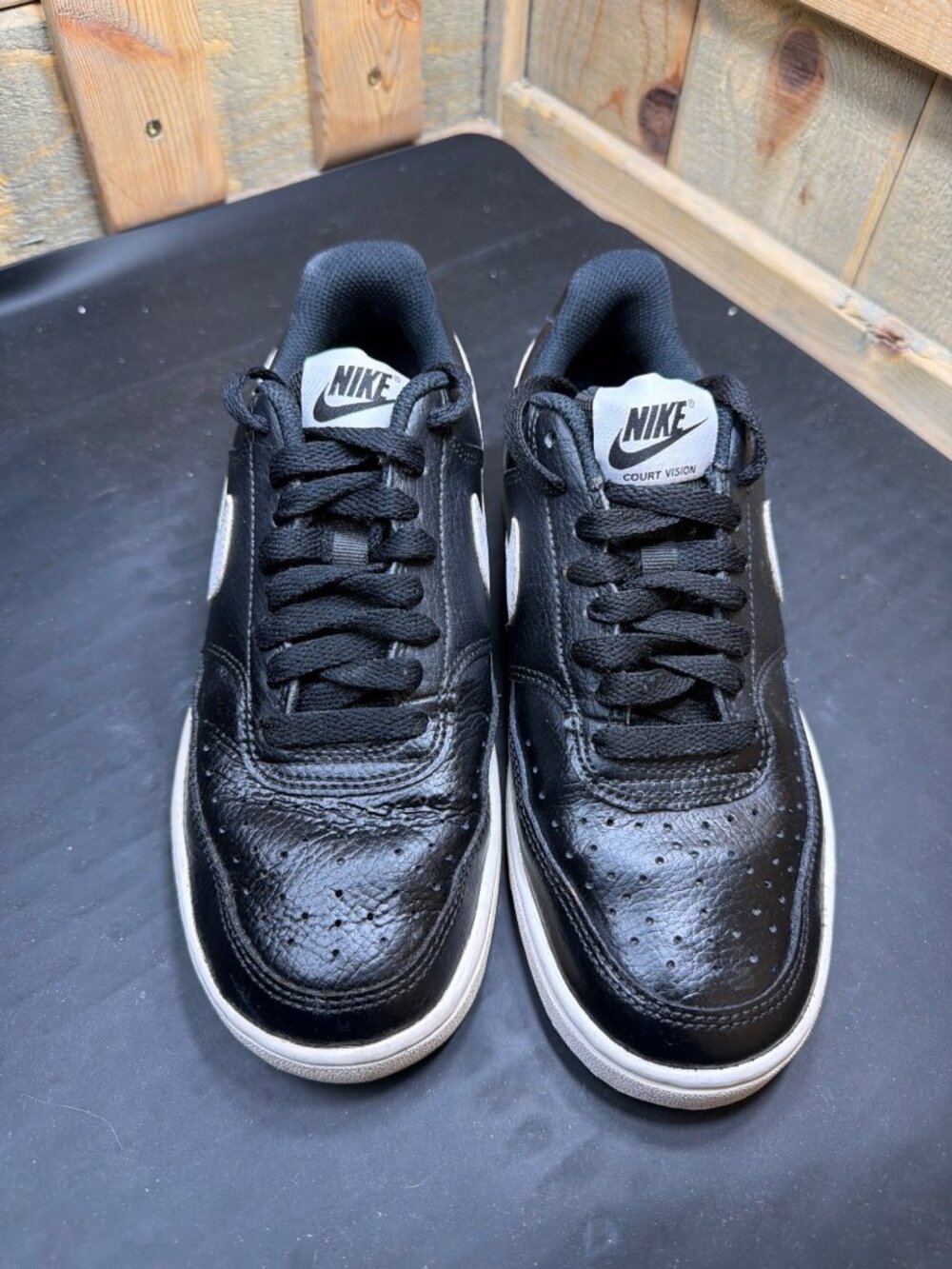 Nike Court Vision Low Black White Sneakers Womens 6.5 CD5434-001 - Picture 3 of 8